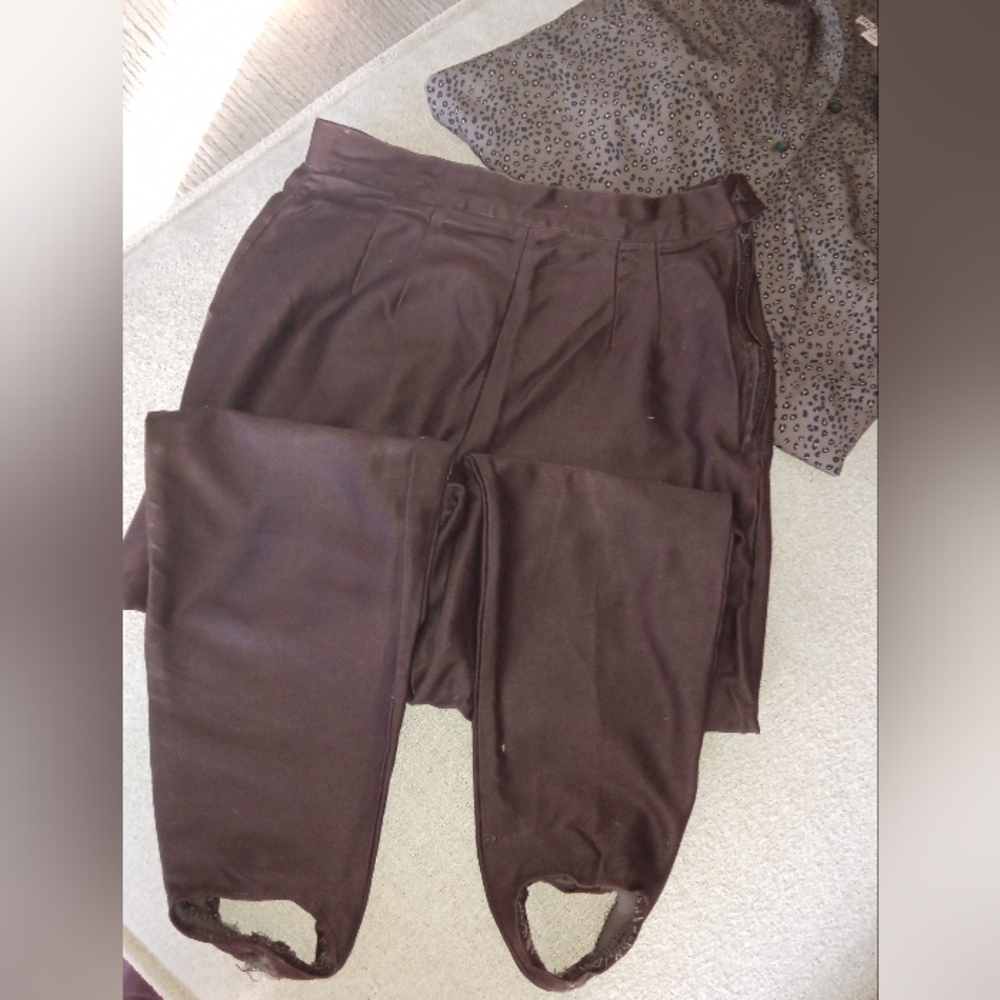 Vintage 1980's, Lillie Ruben Brown Trousers with Stirrups, Size 40